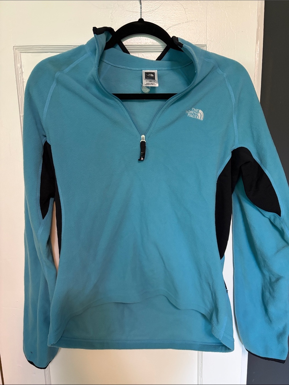 The North Face Aqua Blue Half-Zip Fleece with Black Panels